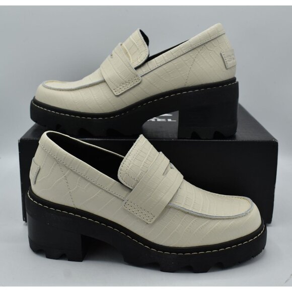 Sorel Womens Size 7.5 Joan Now City Chalk Black Slip On Loafers Shoes - Picture 8 of 11